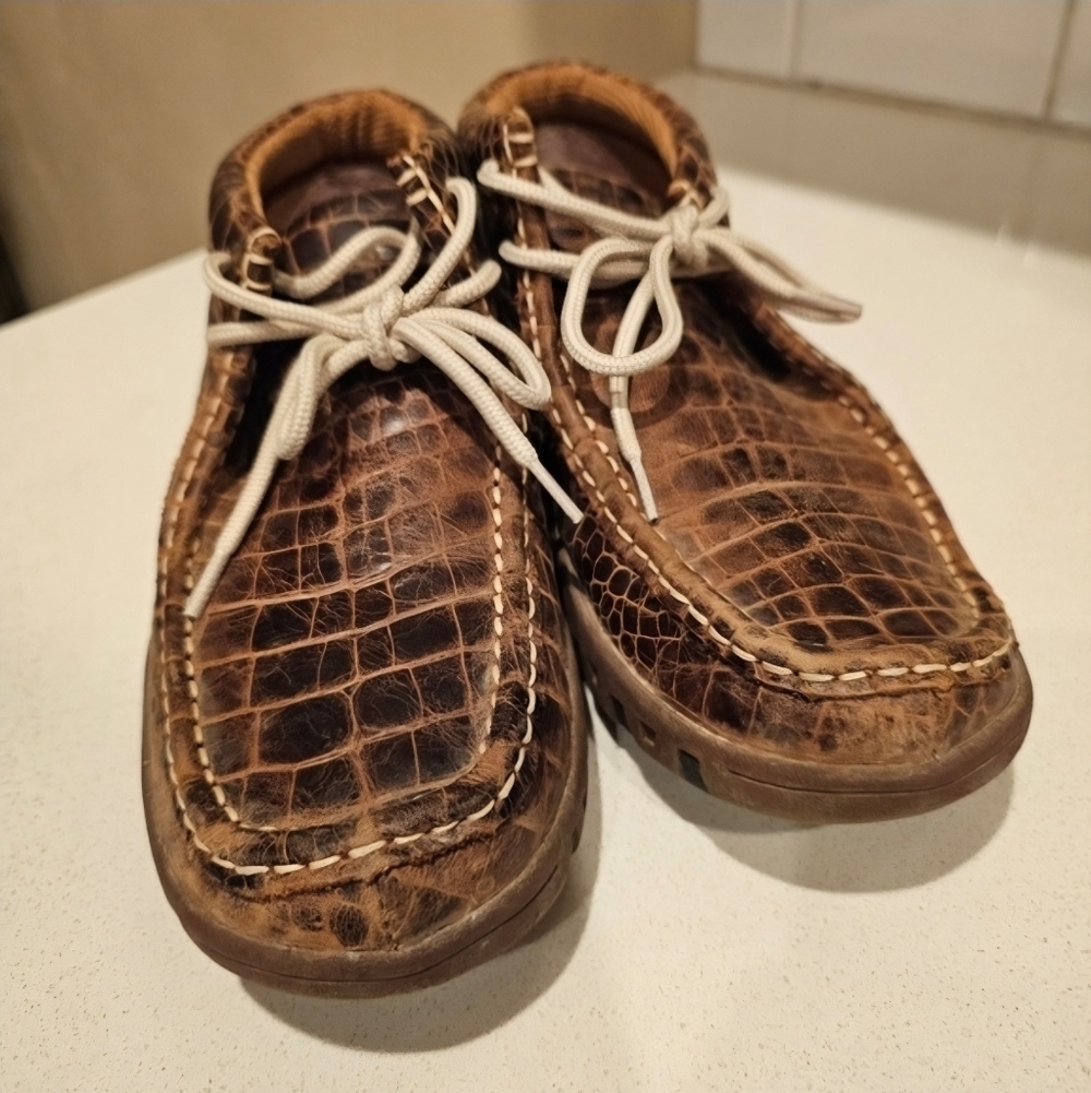 Ferrini Brown Crocodile Pattern Shoes